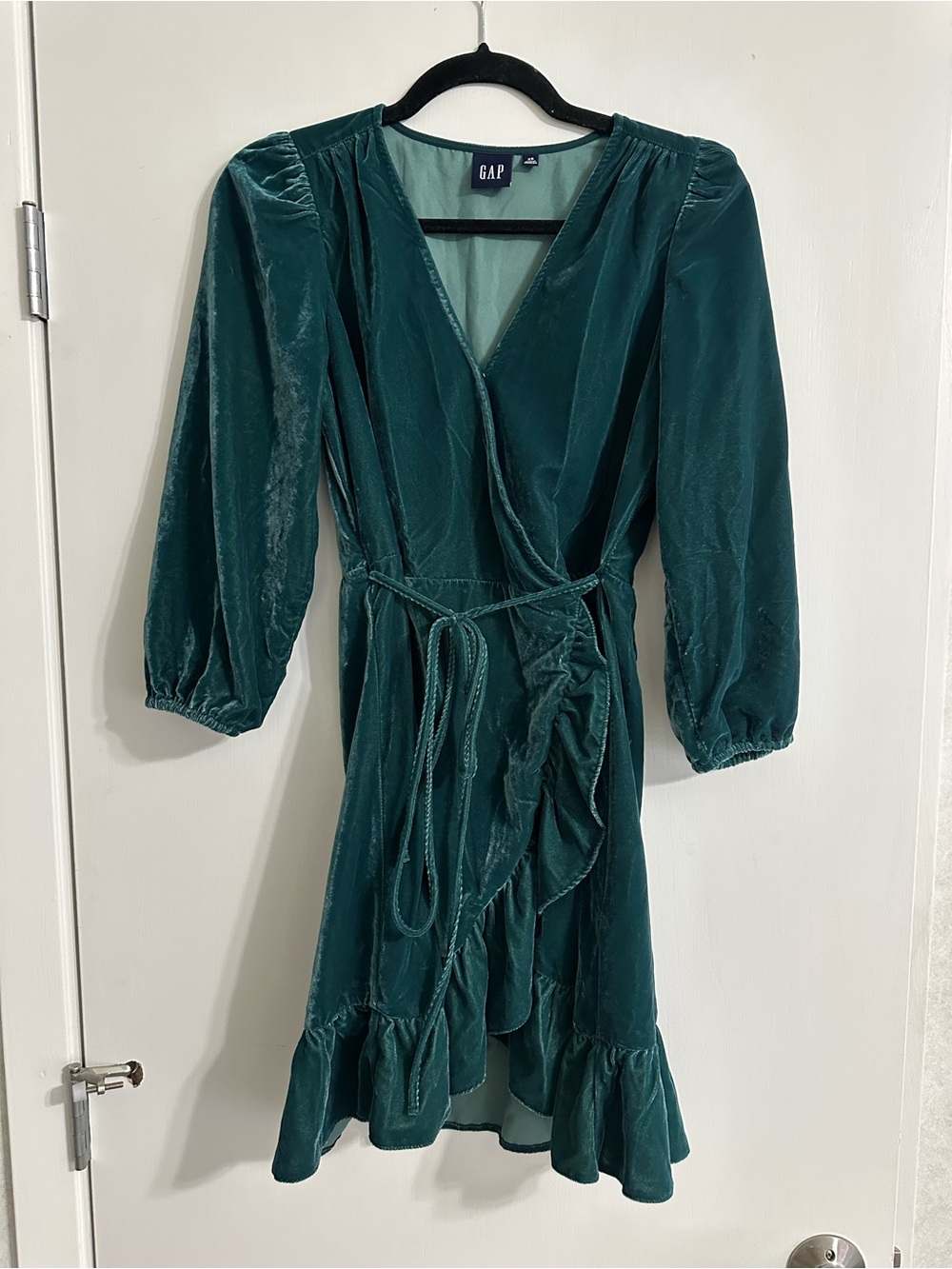 GAP green Velvet Wrap Midi Dress